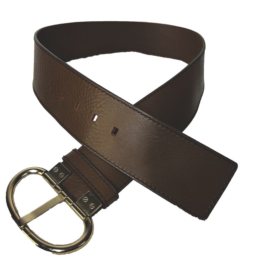 Banana Republic Italy Womens Sz M Brown Pebbled Leather Gold Tone Buckle
